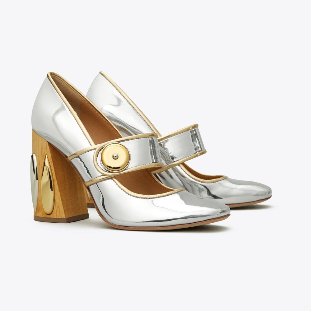 Tory Burch Madison 100mm MaryJane pump Mirror metallic leather